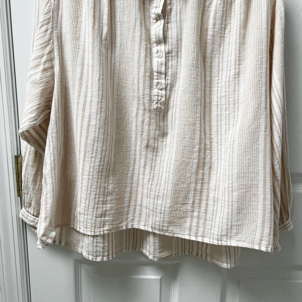 Madewell Gauze Popover Shirt Drop-Shoulder M White Mix Stripe Earthen Flowy - Picture 4 of 10